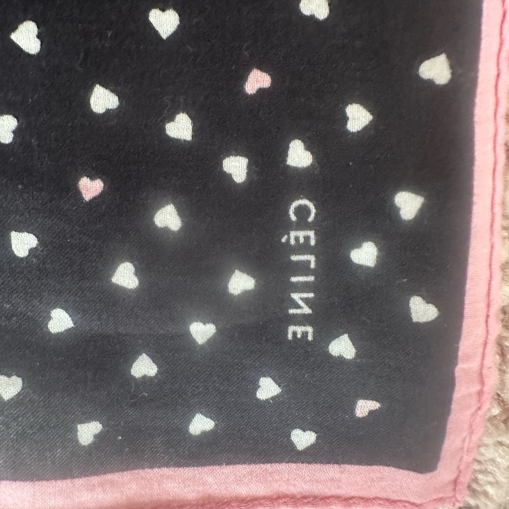 Celine Black and Pink Heart Pattern Scarf - Picture 3 of 10